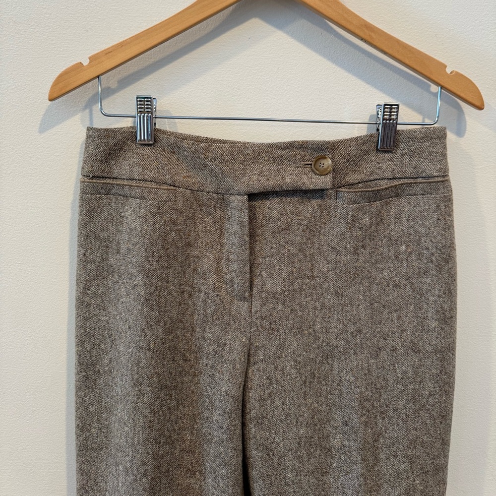 Ann Taylor Chocolate Brown Tweed Wool Wide Leg Pants